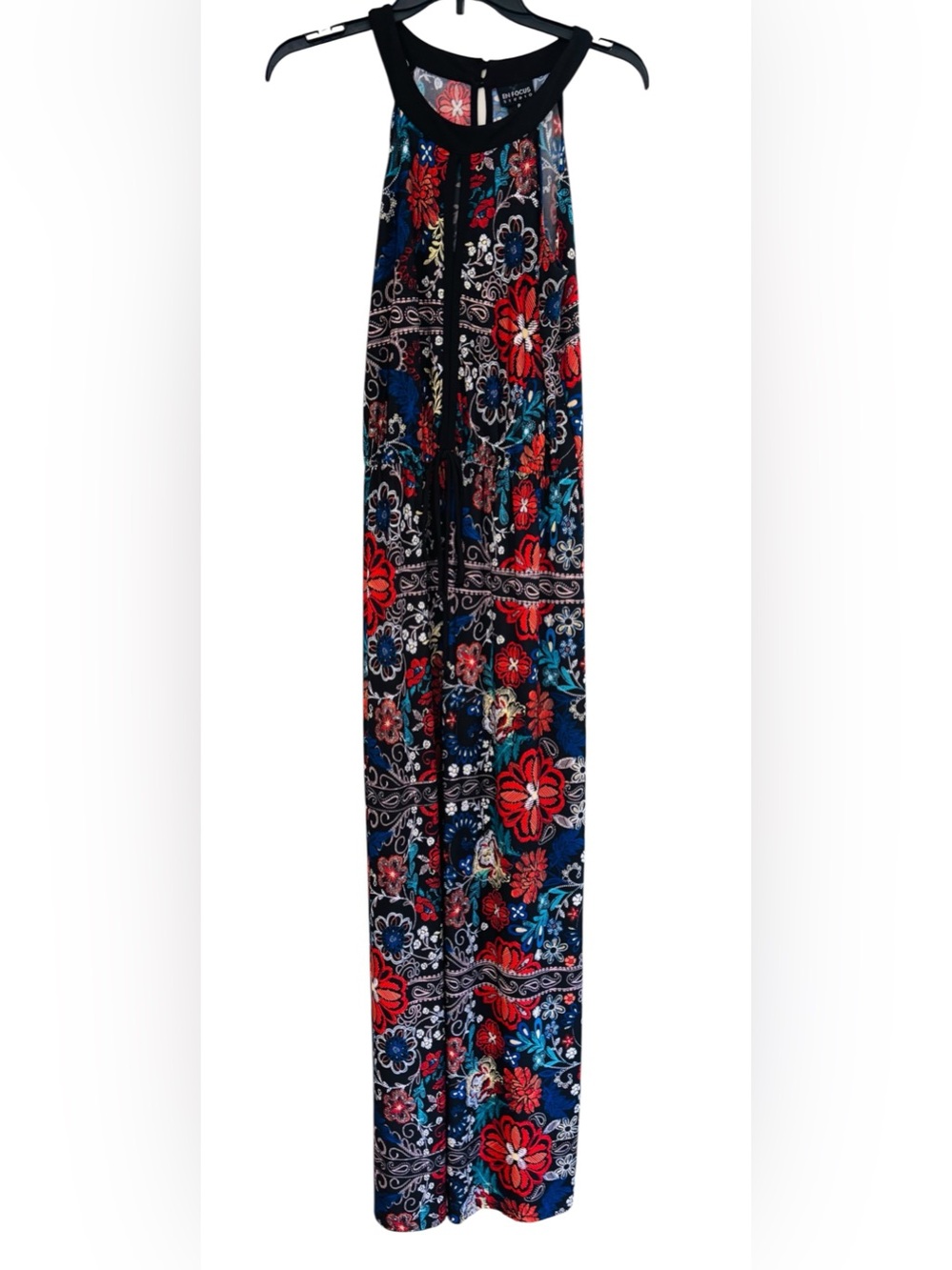 EnFocus Studio Maxi Dress Size 8 Black Floral Paisley Boho Sleeveless